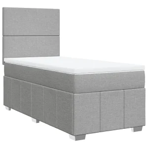 Boxspring met matras stof lichtgrijs 90×190 cm Boxspring met matras stof lichtgrijs 90×190 cm