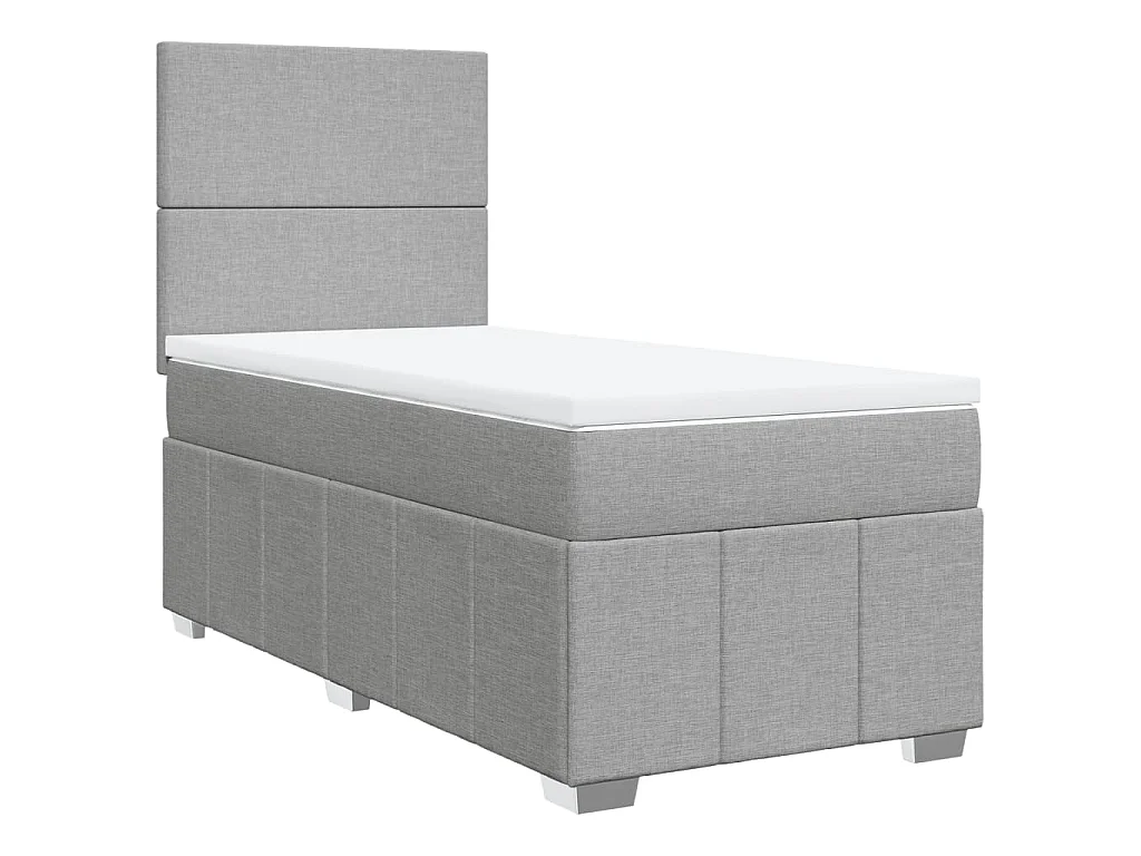 Boxspring met matras stof lichtgrijs 90x190 cm