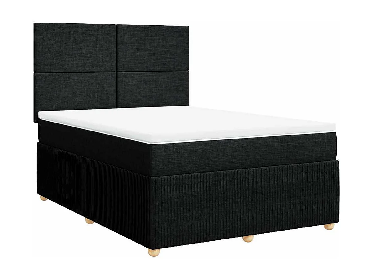 Boxspring met matras stof zwart 140x190 cm