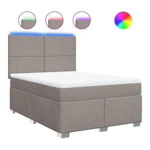 Boxspring met matras stof taupe 140×190 cm