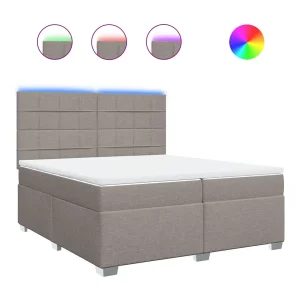Boxspring met matras stof taupe 200×200 cm
