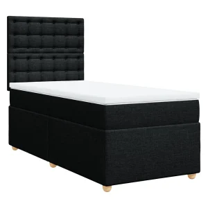 Boxspring met matras stof zwart 80×200 cm Boxspring met matras stof zwart 80×200 cm