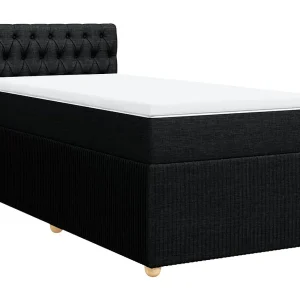 Boxspring met matras stof zwart 90×200 cm Boxspring met matras stof zwart 90×200 cm