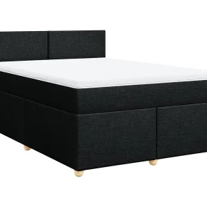 Boxspring met matras stof zwart 160×200 cm