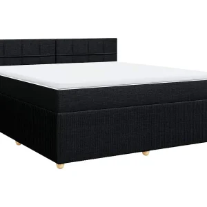 Boxspring met matras stof zwart 180×200 cm