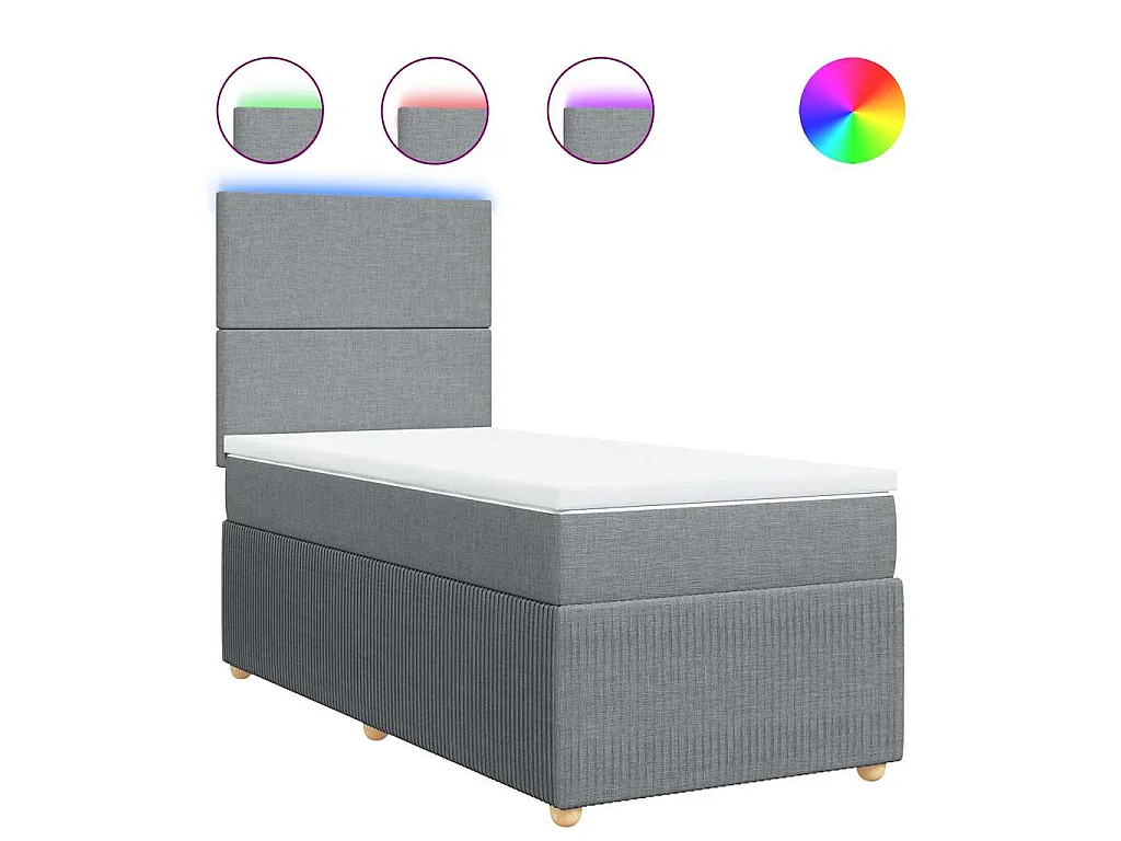 Boxspring met matras stof lichtgrijs 90x200 cm