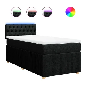 Boxspring met matras stof zwart 100×200 cm