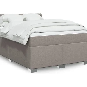 Boxspring met matras stof taupe 140×190 cm