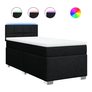Boxspring met matras stof zwart 100×200 cm Boxspring met matras stof zwart 100×200 cm