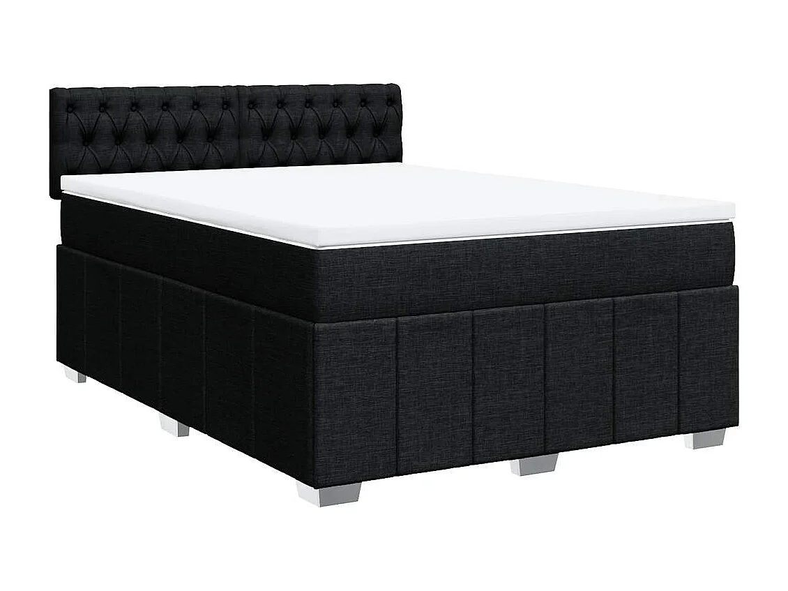 Boxspring met matras stof zwart 140x200 cm
