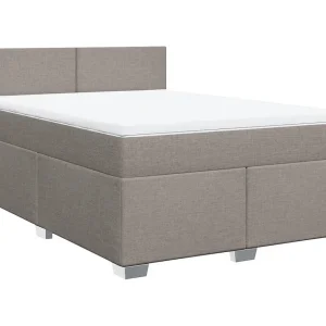 Boxspring met matras stof taupe 140×190 cm