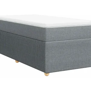 Boxspring met matras stof lichtgrijs 90×190 cm