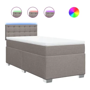 Boxspring met matras stof taupe 80×200 cm Boxspring met matras stof taupe 80×200 cm