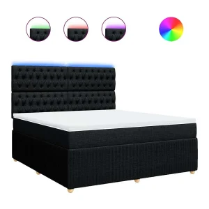 Boxspring met matras stof zwart 180×200 cm