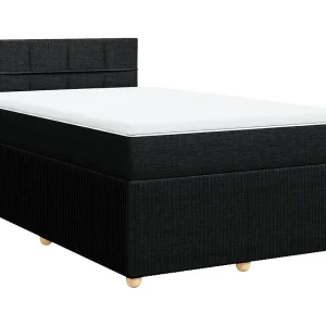 Boxspring met matras stof zwart 120×190 cm