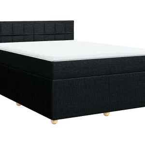 Boxspring met matras stof zwart 140×190 cm Boxspring met matras stof zwart 140×190 cm
