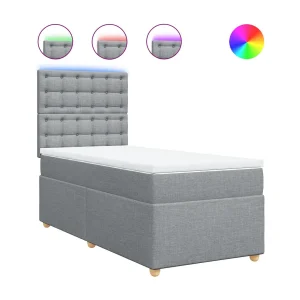 Boxspring met matras stof lichtgrijs 90×190 cm Boxspring met matras stof lichtgrijs 90×190 cm