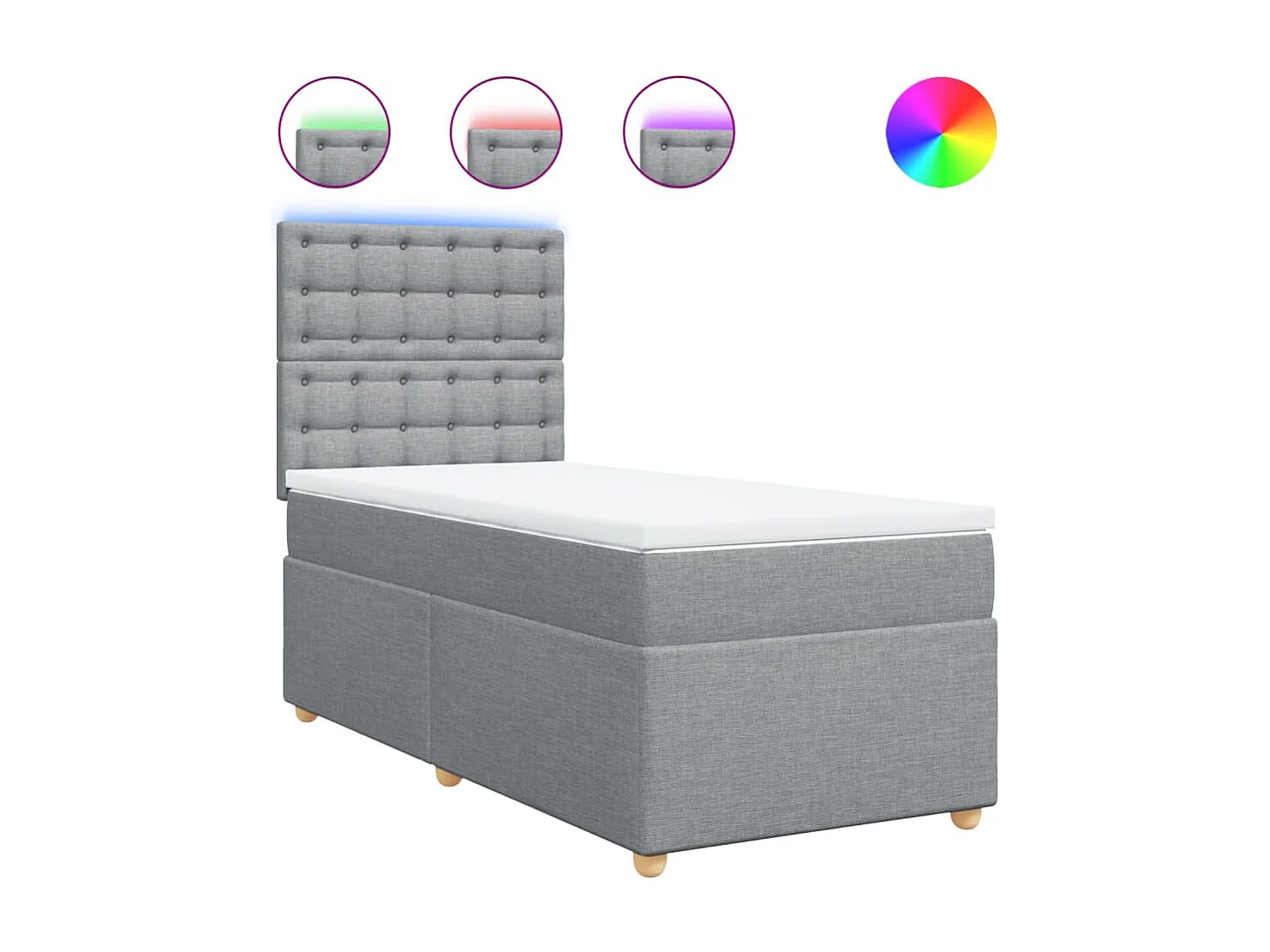 Boxspring met matras stof lichtgrijs 90×190 cm