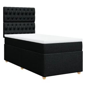 Boxspring met matras stof zwart 80×200 cm Boxspring met matras stof zwart 80×200 cm