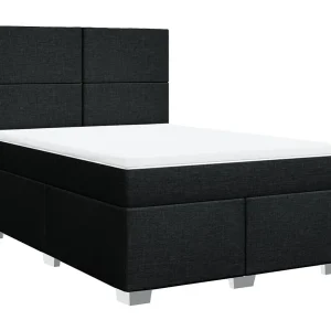 Boxspring met matras stof zwart 140×200 cm