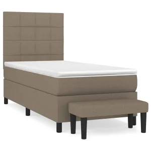 Boxspring met matras stof taupe 90×200 cm