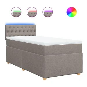 Boxspring met matras stof taupe 90×190 cm