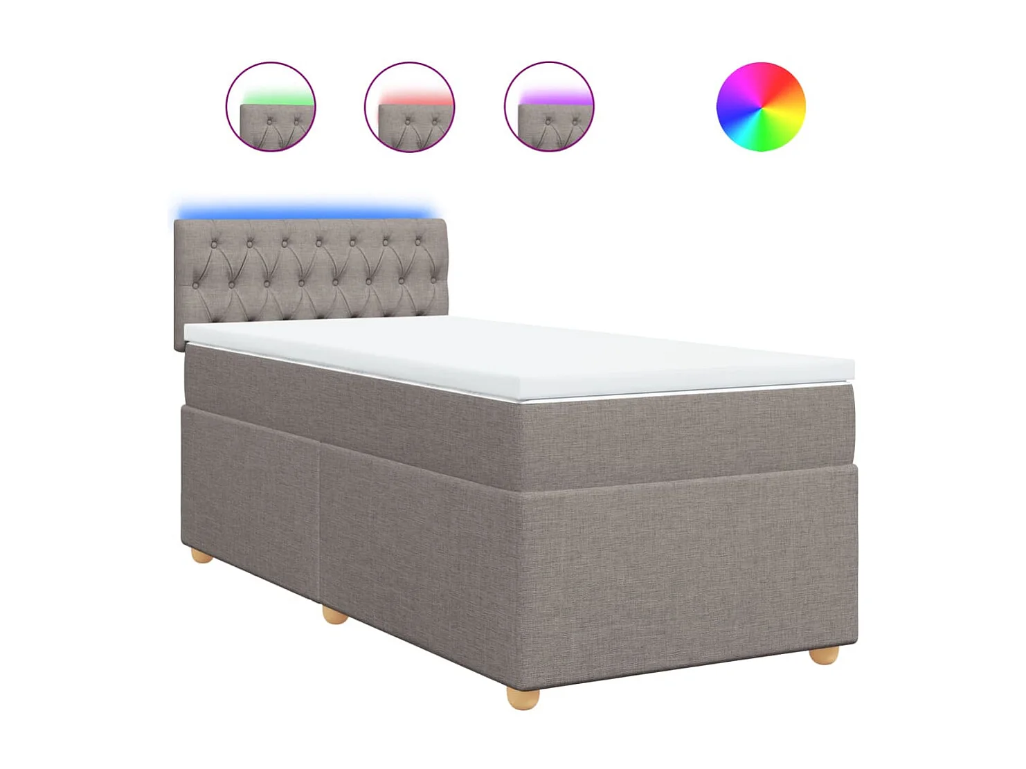 Boxspring met matras stof taupe 90x190 cm