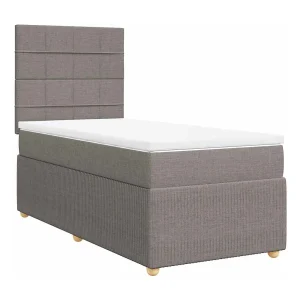 Boxspring met matras stof taupe 80×200 cm