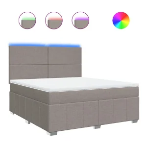 Boxspring met matras stof taupe 180×200 cm