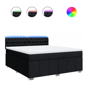 Boxspring met matras stof zwart 180×200 cm