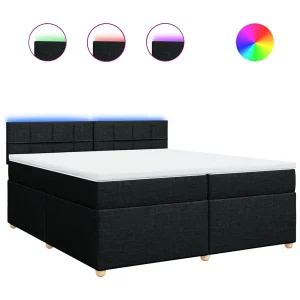 Boxspring met matras stof zwart 200×200 cm
