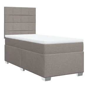 Boxspring met matras stof taupe 100×200 cm