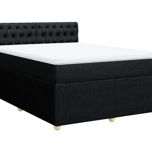 Boxspring met matras stof zwart 160×200 cm Boxspring met matras stof zwart 160×200 cm