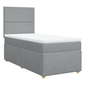 Boxspring met matras stof lichtgrijs 90×190 cm Boxspring met matras stof lichtgrijs 90×190 cm