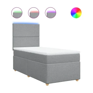 Boxspring met matras stof lichtgrijs 90×190 cm Boxspring met matras stof lichtgrijs 90×190 cm