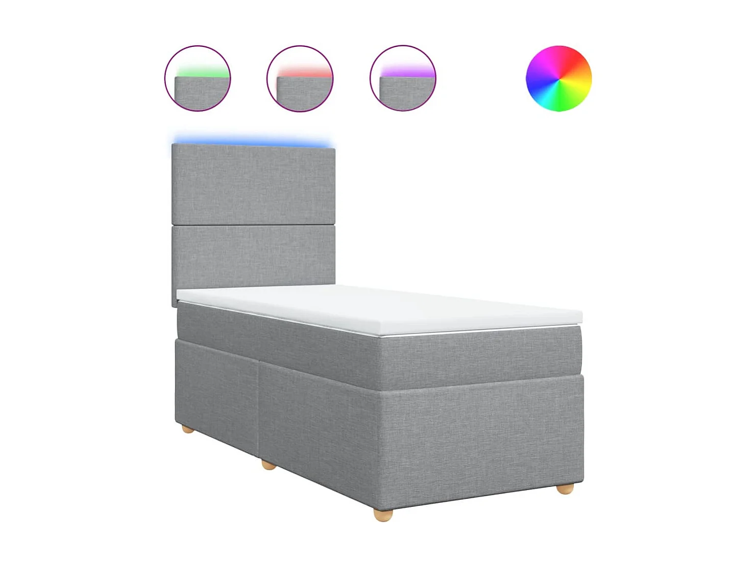 Boxspring met matras stof lichtgrijs 90x200 cm