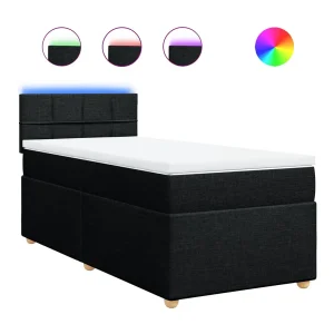 Boxspring met matras stof zwart 90×200 cm Boxspring met matras stof zwart 90×200 cm