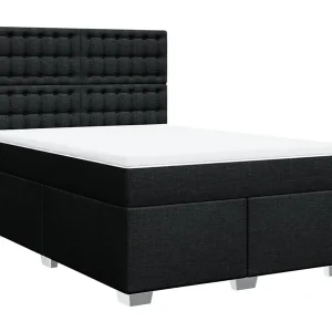 Boxspring met matras stof zwart 140×200 cm Boxspring met matras stof zwart 140×200 cm