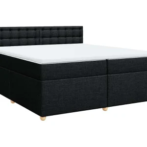 Boxspring met matras stof zwart 200×200 cm