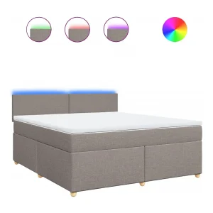 Boxspring met matras stof taupe 180×200 cm