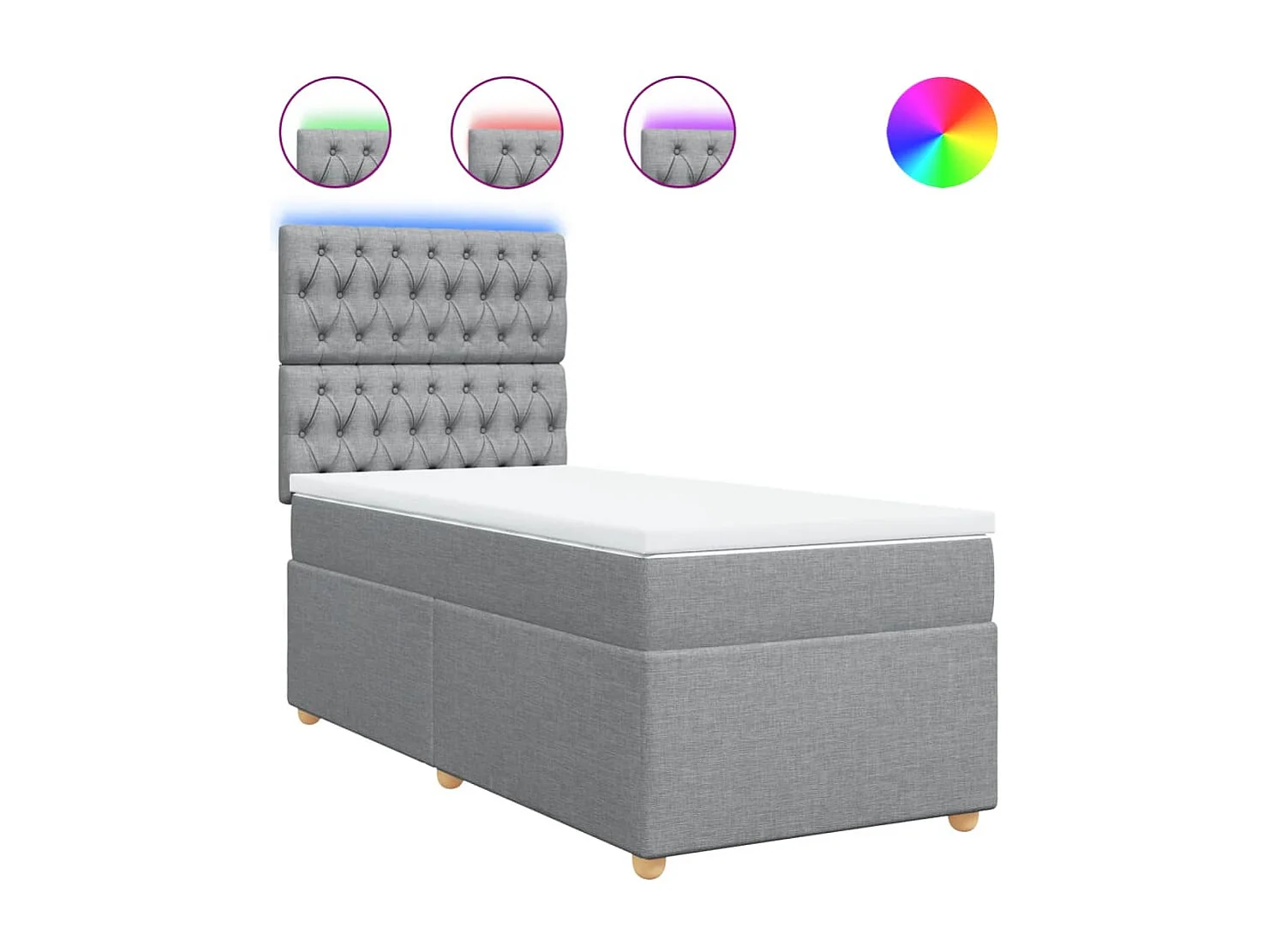 Boxspring met matras stof lichtgrijs 90x190 cm