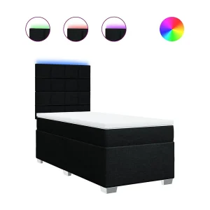 Boxspring met matras stof zwart 90×190 cm Boxspring met matras stof zwart 90×190 cm