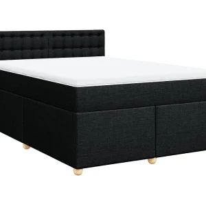 Boxspring met matras stof zwart 160×200 cm Boxspring met matras stof zwart 160×200 cm