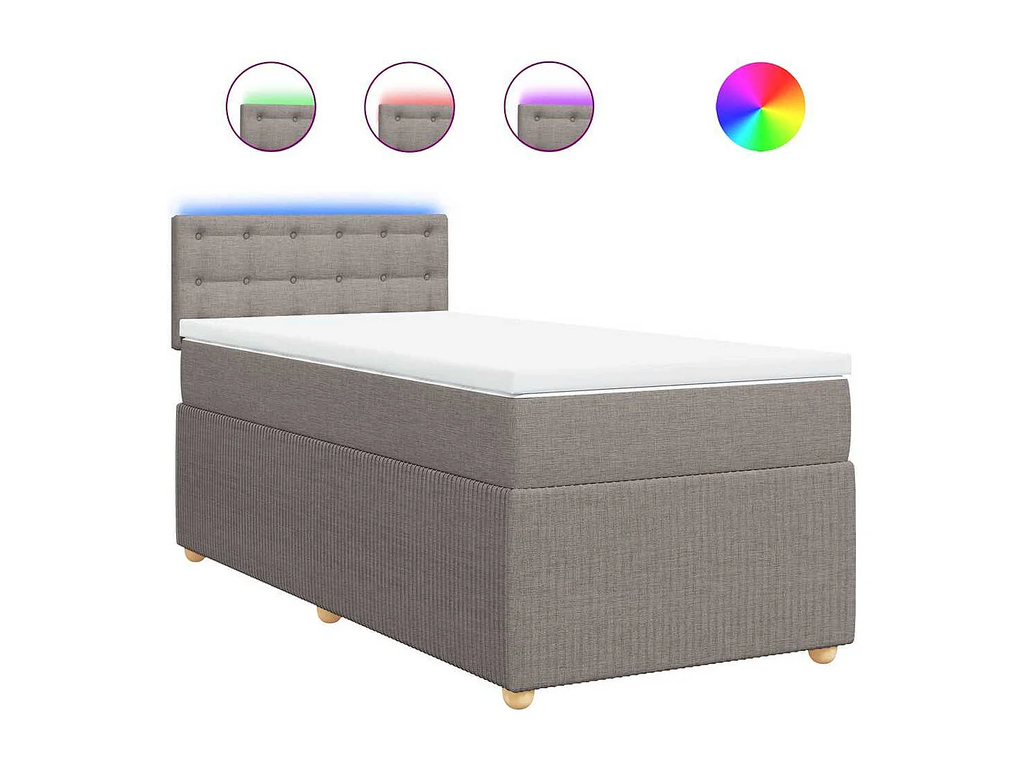 Boxspring met matras stof taupe 90x190 cm