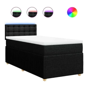 Boxspring met matras stof zwart 90×200 cm Boxspring met matras stof zwart 90×200 cm