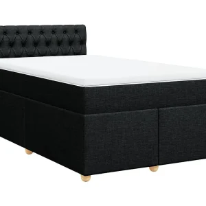 Boxspring met matras stof zwart 120×190 cm