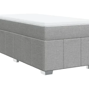 Boxspring met matras stof lichtgrijs 90×200 cm Boxspring met matras stof lichtgrijs 90×200 cm