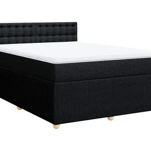 Boxspring met matras stof zwart 160×200 cm Boxspring met matras stof zwart 160×200 cm