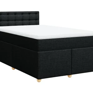 Boxspring met matras stof zwart 120×200 cm
