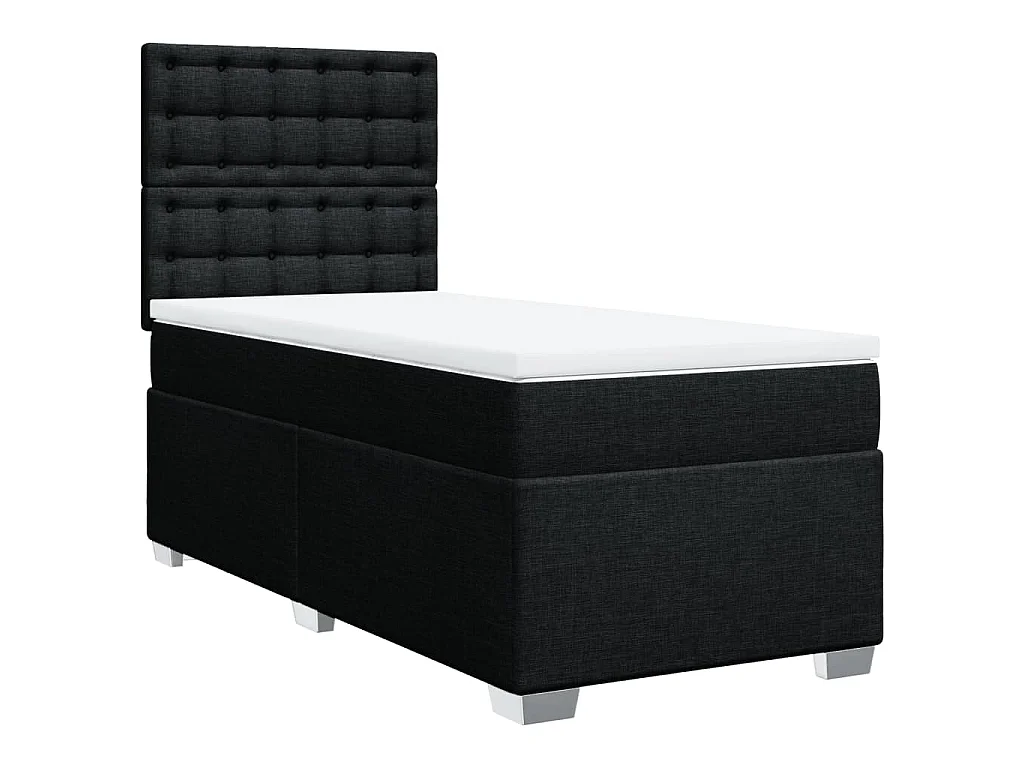 Boxspring met matras stof zwart 100x200 cm
